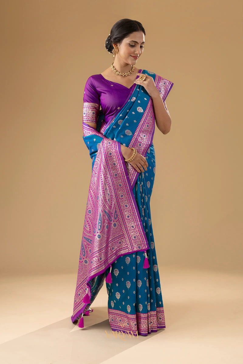 Korra Silk Blue Saree