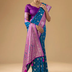 Korra Silk Blue Saree