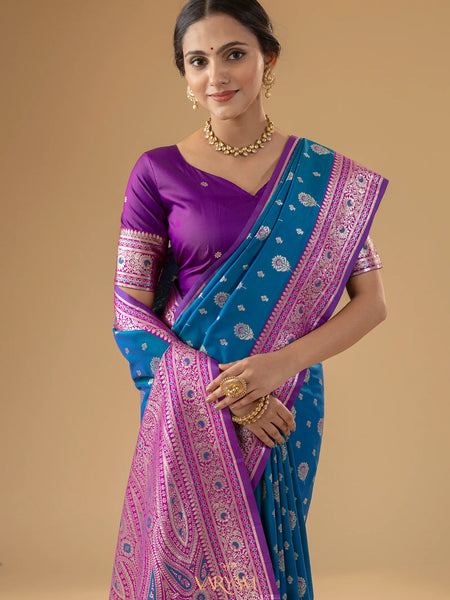 Korra Silk Blue Saree