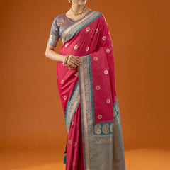 Flower Silk Pink Saree