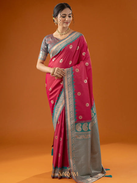 Flower Silk Pink Saree