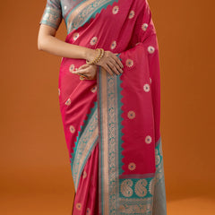 Flower Silk Pink Saree