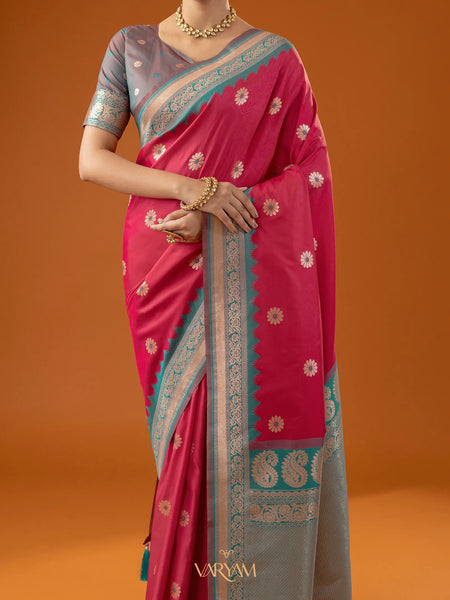 Flower Silk Pink Saree