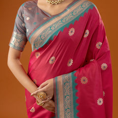 Flower Silk Pink Saree