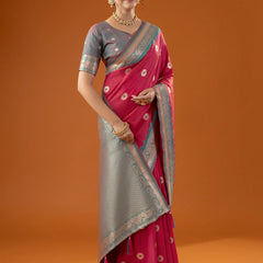 Flower Silk Pink Saree