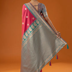 Flower Silk Pink Saree