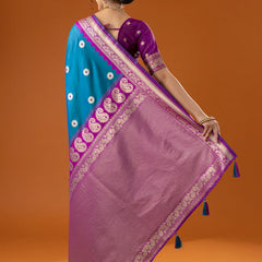 Flower Silk Blue Saree