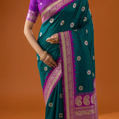 Flower Silk Deep Green Saree
