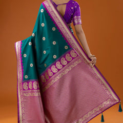 Flower Silk Deep Green Saree