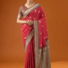 Flower Silk Red Saree