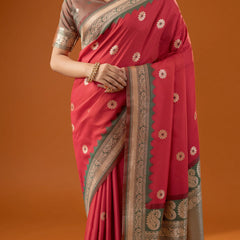 Flower Silk Red Saree