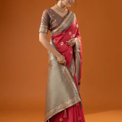 Flower Silk Red Saree