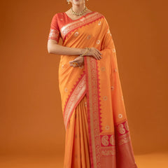 Flower Silk Yellow Saree