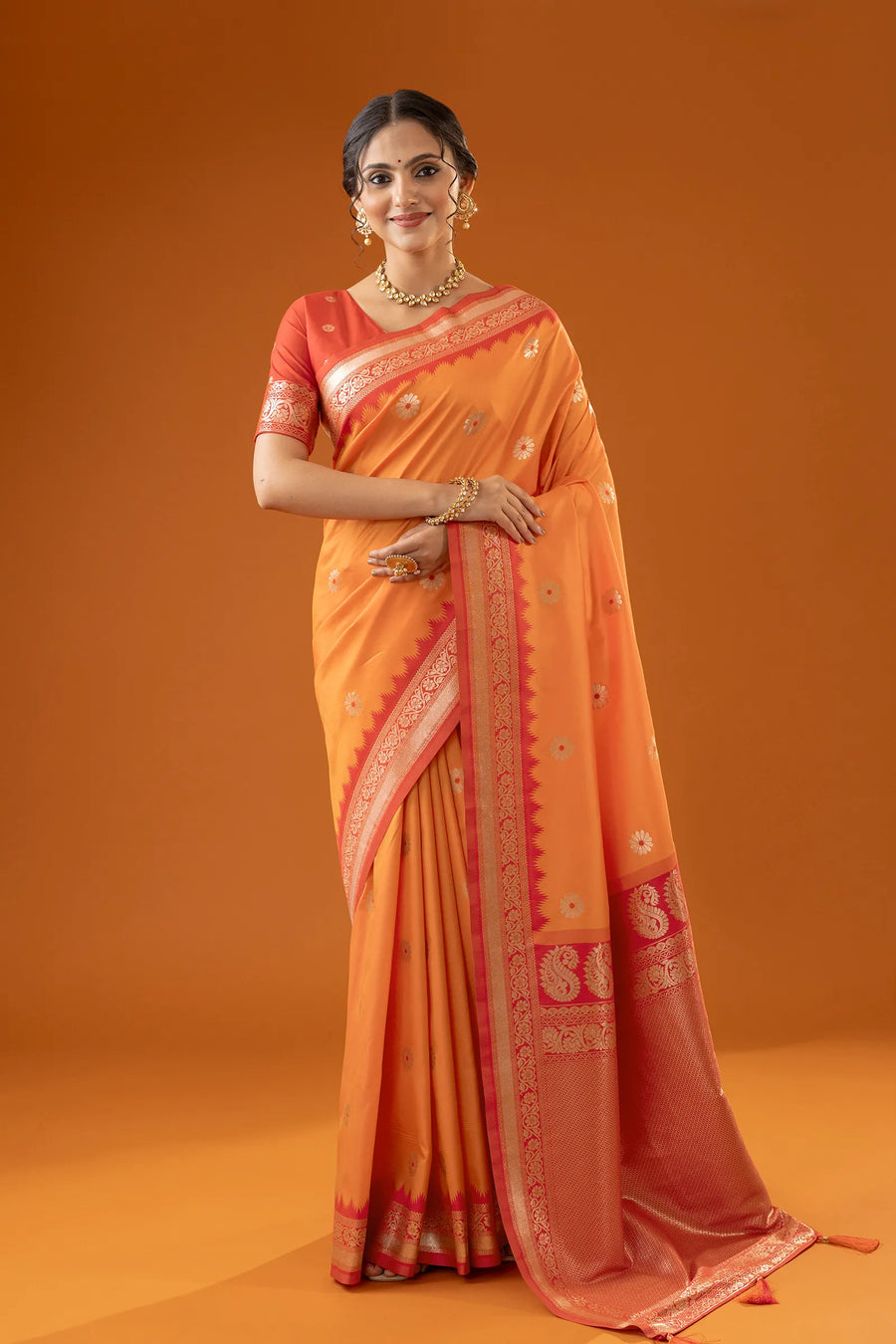 Flower Silk Yellow Saree