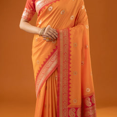 Flower Silk Yellow Saree