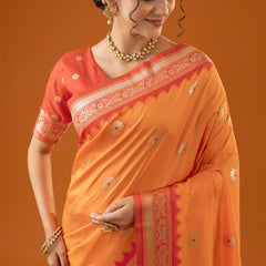 Flower Silk Yellow Saree
