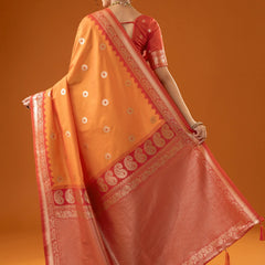 Flower Silk Yellow Saree