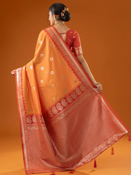 Flower Silk Yellow Saree