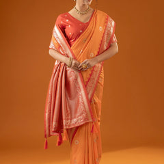 Flower Silk Yellow Saree