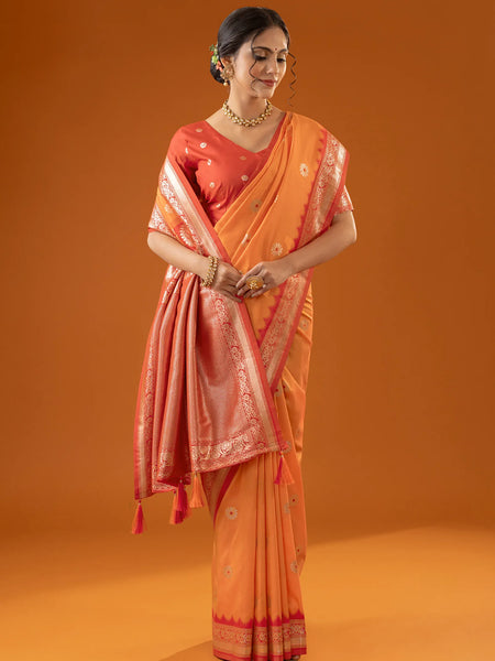 Flower Silk Yellow Saree