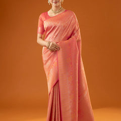 Flora Zari Orange Saree