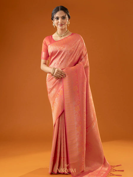 Flora Zari Orange Saree
