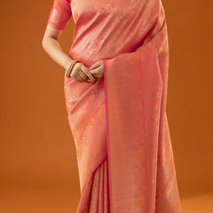 Flora Zari Orange Saree
