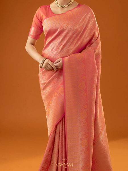 Flora Zari Orange Saree