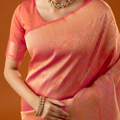 Flora Zari Orange Saree