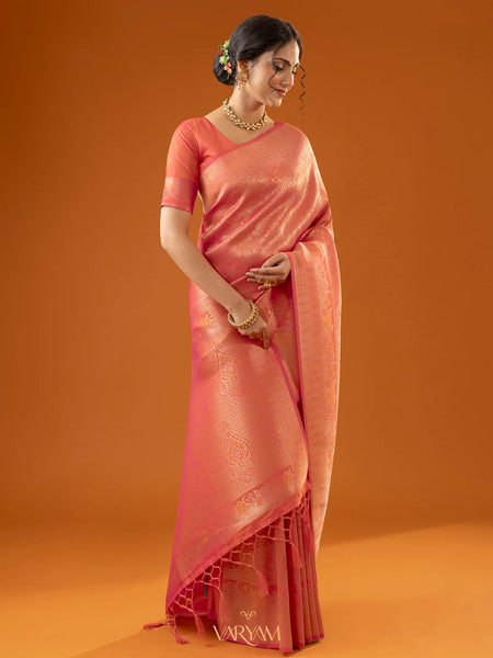 Flora Zari Orange Saree