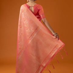 Flora Zari Orange Saree