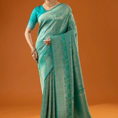 Flora Zari Aqua Mint Saree