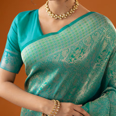Flora Zari Aqua Mint Saree