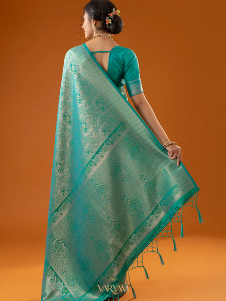 Flora Zari Aqua Mint Saree