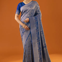 Flora Zari Blue Saree