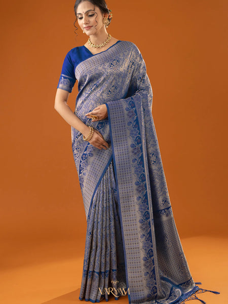 Flora Zari Blue Saree