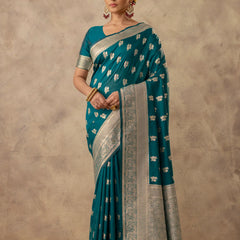 Zari Banarsi Silk Deep Teal Saree