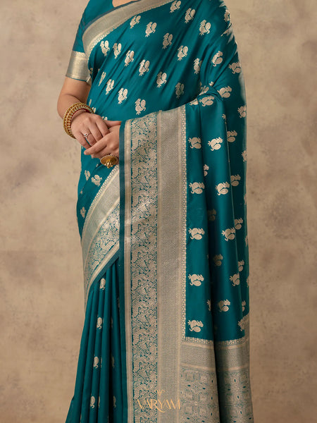 Zari Banarsi Silk Deep Teal Saree