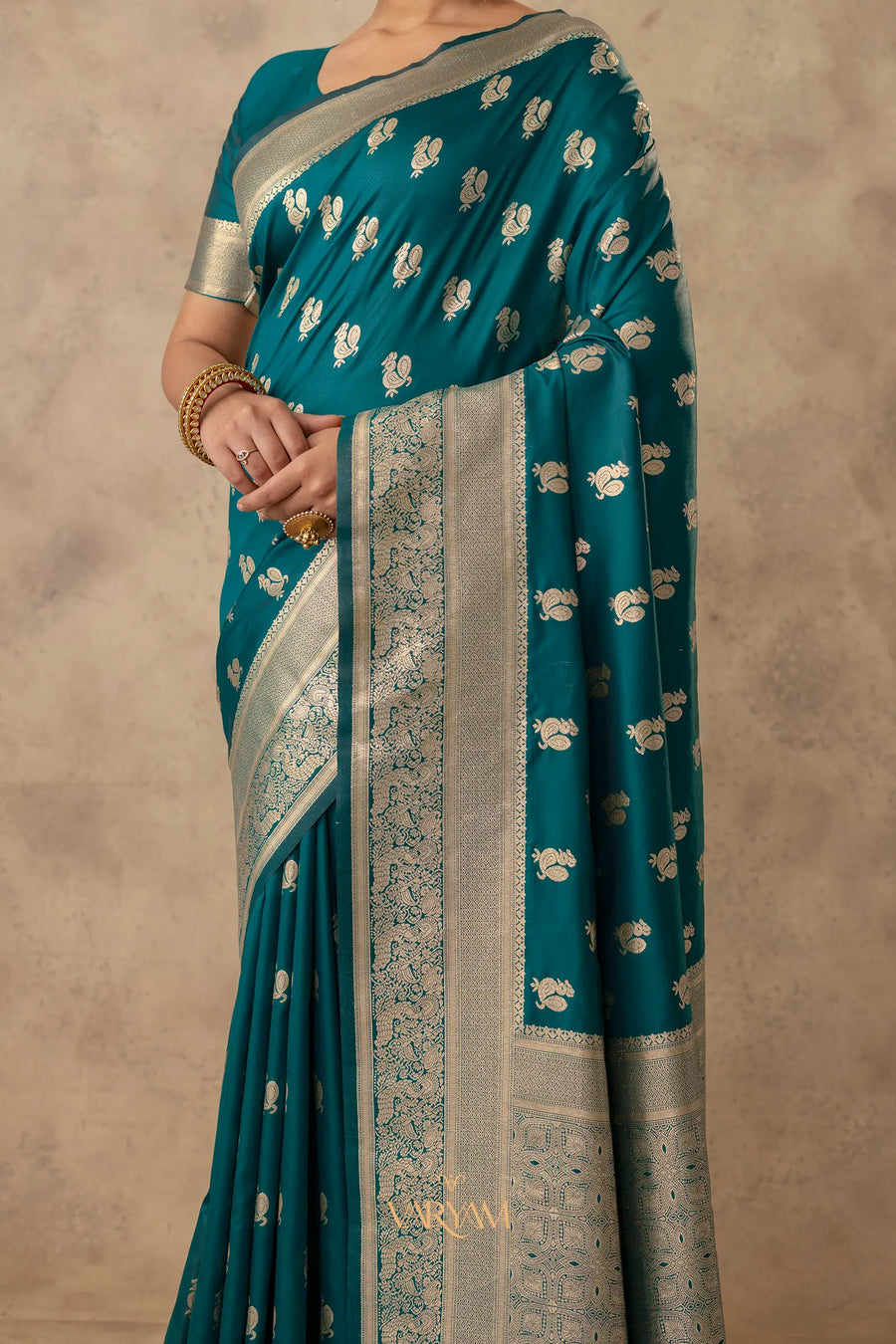 Zari Banarsi Silk Deep Teal Saree
