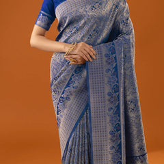 Flora Zari Blue Saree