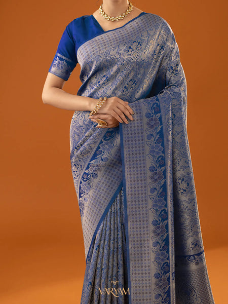 Flora Zari Blue Saree
