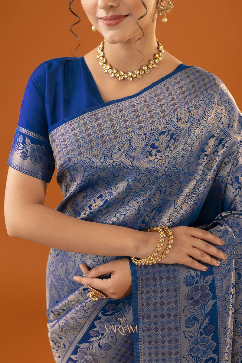 Flora Zari Blue Saree