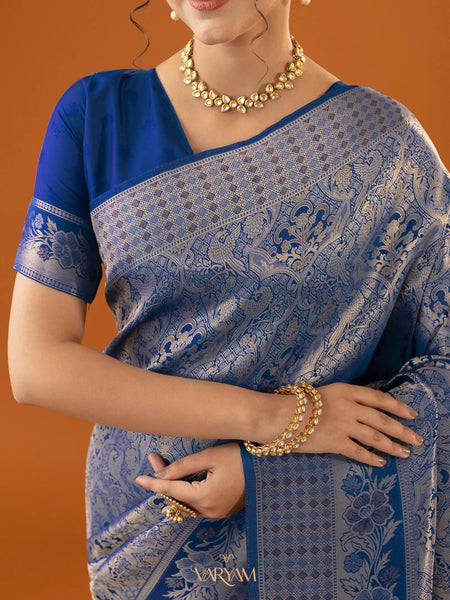 Flora Zari Blue Saree