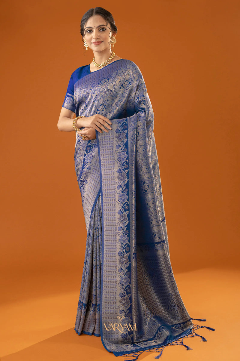 Flora Zari Blue Saree