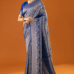 Flora Zari Blue Saree