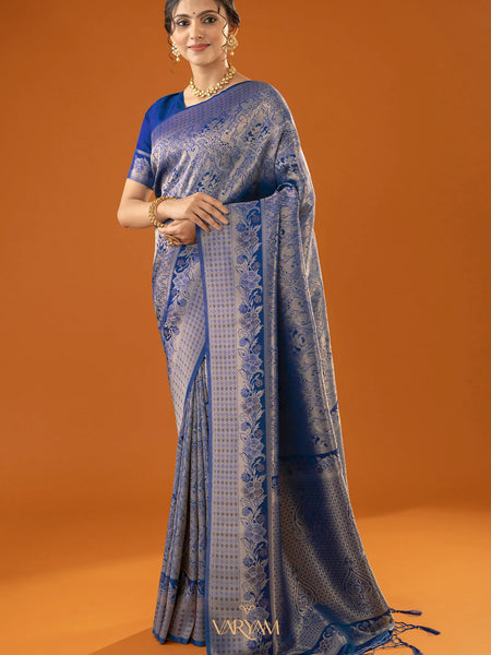 Flora Zari Blue Saree
