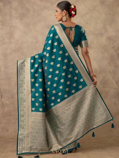Zari Banarsi Silk Deep Teal Saree