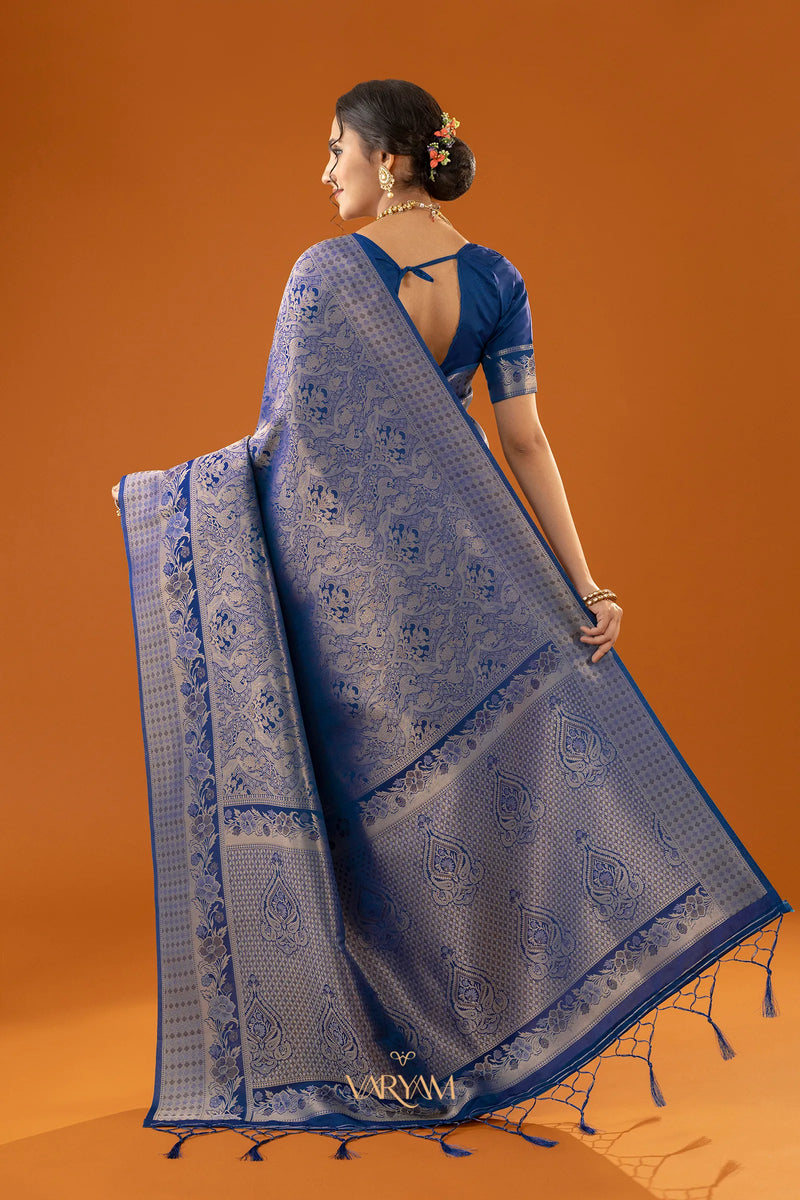 Flora Zari Blue Saree