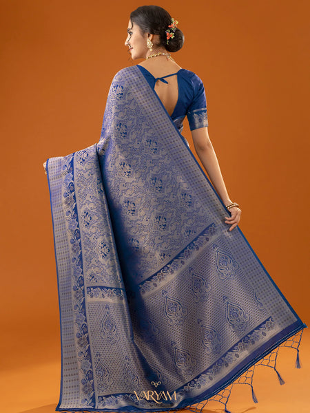 Flora Zari Blue Saree