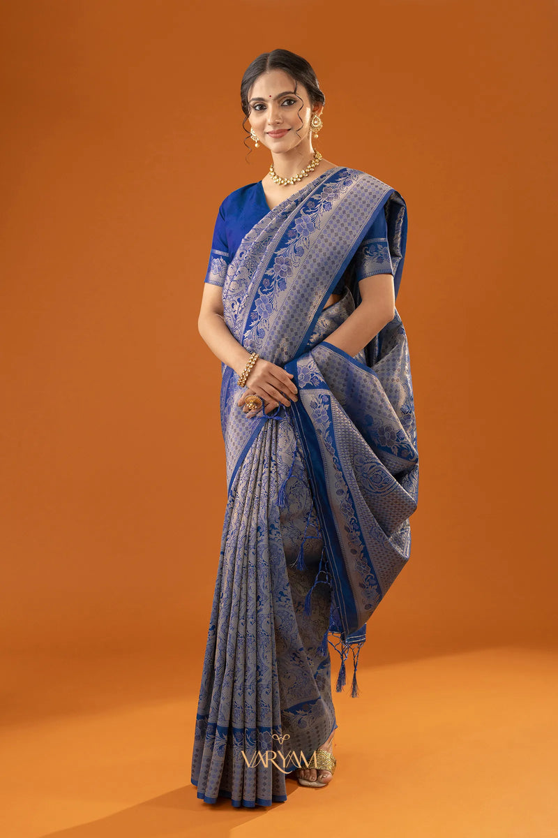 Flora Zari Blue Saree